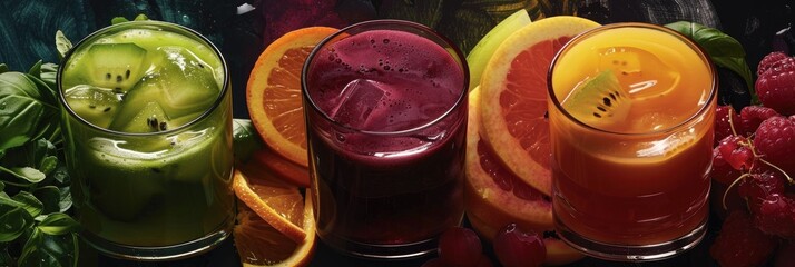 Canvas Print - Vibrant Juice Mix of Fruits and Vegetables in a Glass