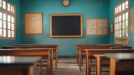 Leinwandbilder - Empty classroom of a primary school from India : Generative AI