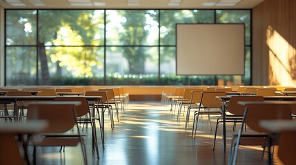 Leinwandbilder - Empty classroom with chairs Conference room Back to school Indoor : Generative AI