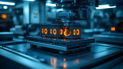 Poster - A close-up of a robotic arm working on a production line in a factory.