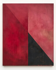 Wall Mural - A red and black painting with a black triangle on the right side