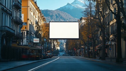 Poster - Wide billboard on a street in Lugano Switzerland : Generative AI