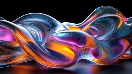 Wall Mural - Abstract Liquid Wave with Orange  Blue and Pink Colors