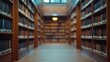 © Generative AI - Abstract blurred public library interior space blurry room with bookshelves by defocused effect use for background or backdrop in business or education concepts : Generative AI