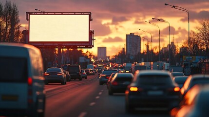 Aufkleber - Electronic highway billboard with a traffic collision delay warning : Generative AI