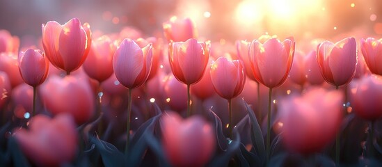 Sticker - Pink Tulips in Golden Hour