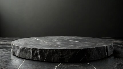 Poster - black stone Podium with White background Black Concrete Material place for the product Display Presentation : Generative AI