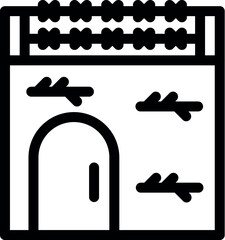 Poster - Simple vector icon of a traditional chinese house with a fence on top