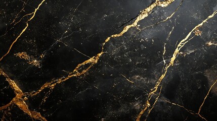Poster - Textured of the black marble background Gold and white patterned natural of dark gray marble texture black Pietra Italian marbel texture background Black marble gold pattern luxury dar : Generative AI
