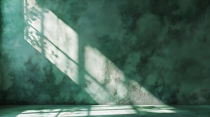 Leinwandbilder - minimal abstract green concrete background with light for product displayed shadow and light from windows on rustic plaster wall green studio backdrop cosmetic beauty presentation back : Generative AI