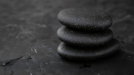 Poster - black stones on dark gray background for product presentation podium background : Generative AI