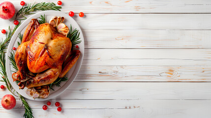 Wall Mural - Delicious roast chicken with space for text