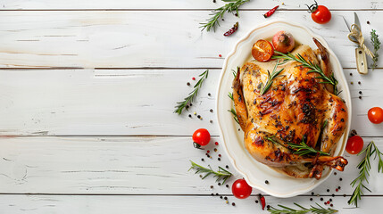 Delicious roast chicken with space for text