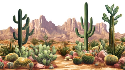 Wall Mural - Vibrant Desert Landscape with Majestic Cacti