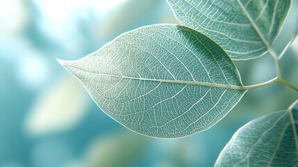 Poster - macro shotabstract leaf transparentshowing leaves detail backgroundcloseup structure plant : Generative AI