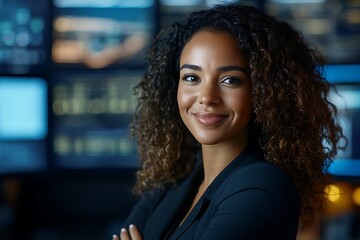 pretty woman smiling to the camera