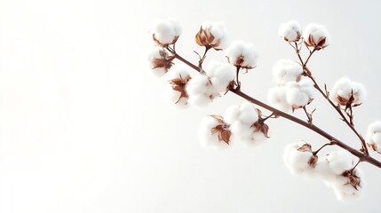 Wall Mural - Cotton branch isolated on white background  White cotton flowers : Generative AI