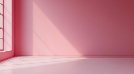 Aufkleber - Empty light pink wall with beautiful chiaroscuro Elegant minimalist background for product presentation : Generative AI