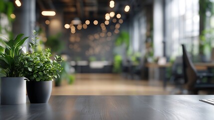 Poster - Blur background of modern office interior design  Contemporary workspace for creative business : Generative AI