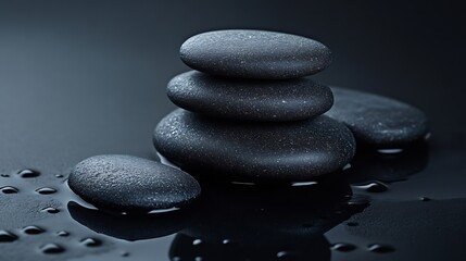 Poster - black stones on dark gray background for product presentation podium background : Generative AI