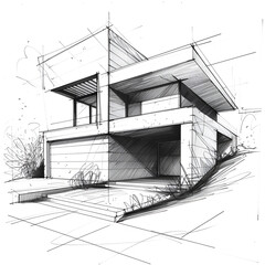 Wall Mural - architect drawing of a house