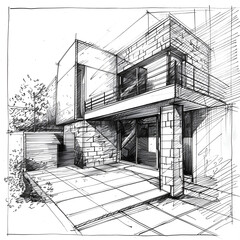 Sticker - architect drawing of a house