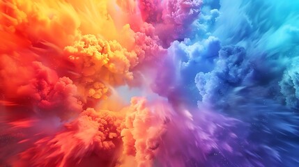 Poster - A vibrant explosion of colorful clouds blending in a cosmic-like scene.