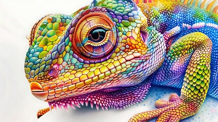 Poster - A vibrant, colorful illustration of a lizard showcasing intricate details and patterns.