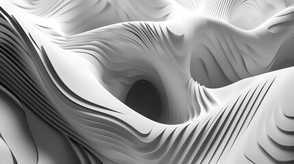 Canvas Print - Abstract monochromatic waves with flowing textures and contours.