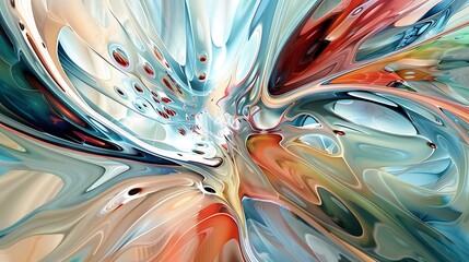 Sticker - An abstract digital artwork featuring fluid shapes and vibrant colors, evoking a sense of movement and emotion.