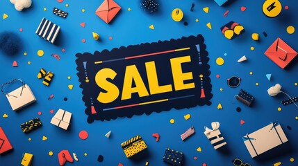 Flash sale banner with bold text and shopping icons, ideal for websites and social media promotions