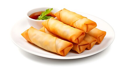 Chinese Traditional Spring rolls, isolated on white background