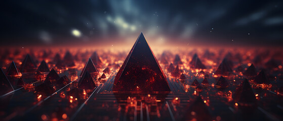 Canvas Print - immersive vibrant maroon pyramid background