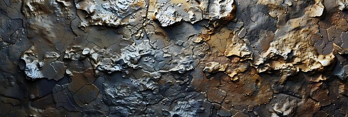 Canvas Print - A textured surface with peeling paint, showcasing layers of color and texture.