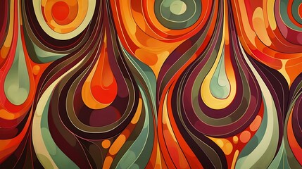 Poster - A vibrant abstract design featuring flowing shapes and colors in warm tones.