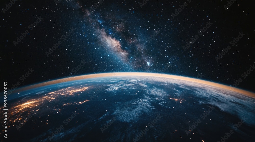 Stunning view of Earth from space with the Milky Way galaxy in the ...
