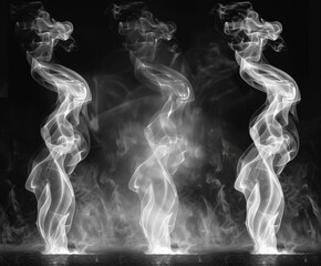 Realistic Smoke Effects Set on Dark Background