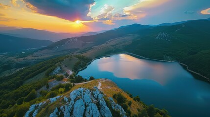 Mountain Lake at Sunset