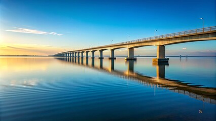 Bridge railings over calm water , bridge, railing, water, reflection, peaceful, tranquility, architecture, travel