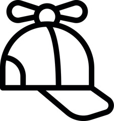 Sticker - Simple black outline vector icon of a baseball cap featuring a propeller on top