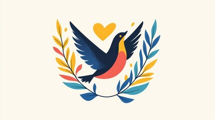 A sleek bird logo that showcases a modern flat design with playful textures in a charming cartoon style.