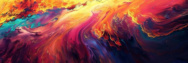 Wall Mural - A vibrant abstract swirl of colors resembling cosmic phenomena, evoking emotions and creativity.