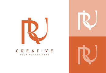 Wall Mural - Luxury and modern RU monogram logo design