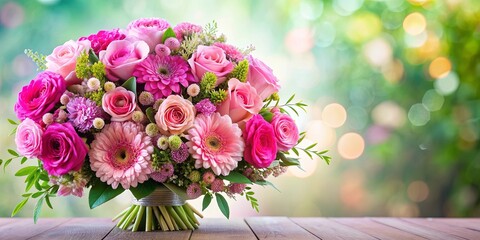 Wall Mural - Beautiful bouquet of pink flowers perfect for celebrations, pink, flowers, bouquet, celebration, gift, nature, bloom