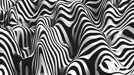 Poster - A monochromatic abstract design featuring wavy patterns in black and white.