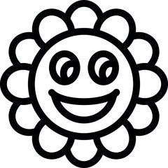 Wall Mural - Cheerful flower face is smiling with big eyes and an open mouth, conveying happiness and joy