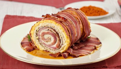 Wall Mural -  Deliciously rolled meat dish ready to be savored