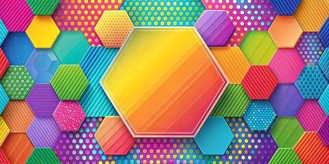 Wall Mural - Colorful abstract hexagon design with vibrant shades and geometric patterns, colorful, abstract, hexagon, design, vibrant