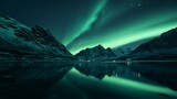 City photography with northern lights, night photography, arctic circle