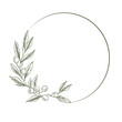 © luckycapella - Olive leaves and fruits branch frames for wedding invitation and cards, logo design, web, social media and posters template. Olive Wreath Iine art floral vector isolated.